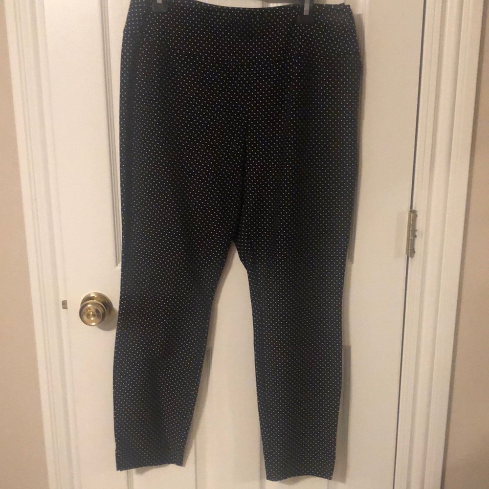 CAbi Black and White Polka Dot Ankle Pants